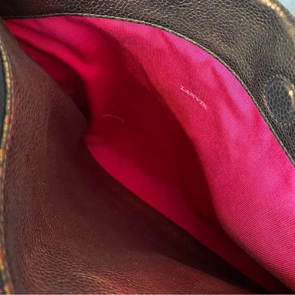 STUNNING LANVIN BRONZE LEATHER OVERSIZED POUCH WRISTLET FLAWLESS - Picture 4 of 5